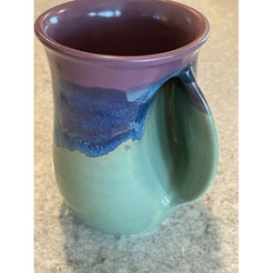 Neher Pottery~Clay in Motion~Hand Warmer coffee tea Mug Right Handed Signed 2008